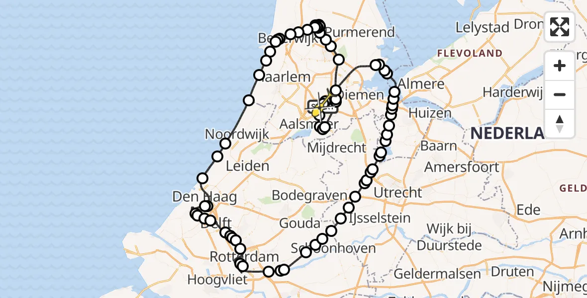 Routekaart van de vlucht: Politiehelikopter naar Schiphol, Manassenweg