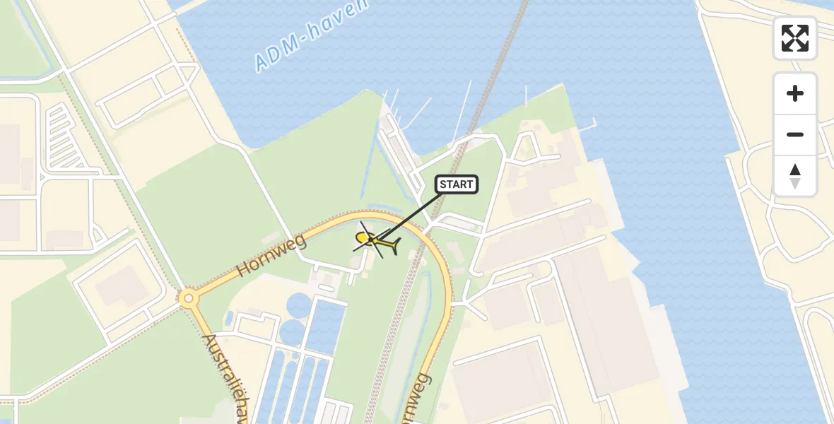 Routekaart van de vlucht: Lifeliner 1 naar Amsterdam Heliport, Hornweg