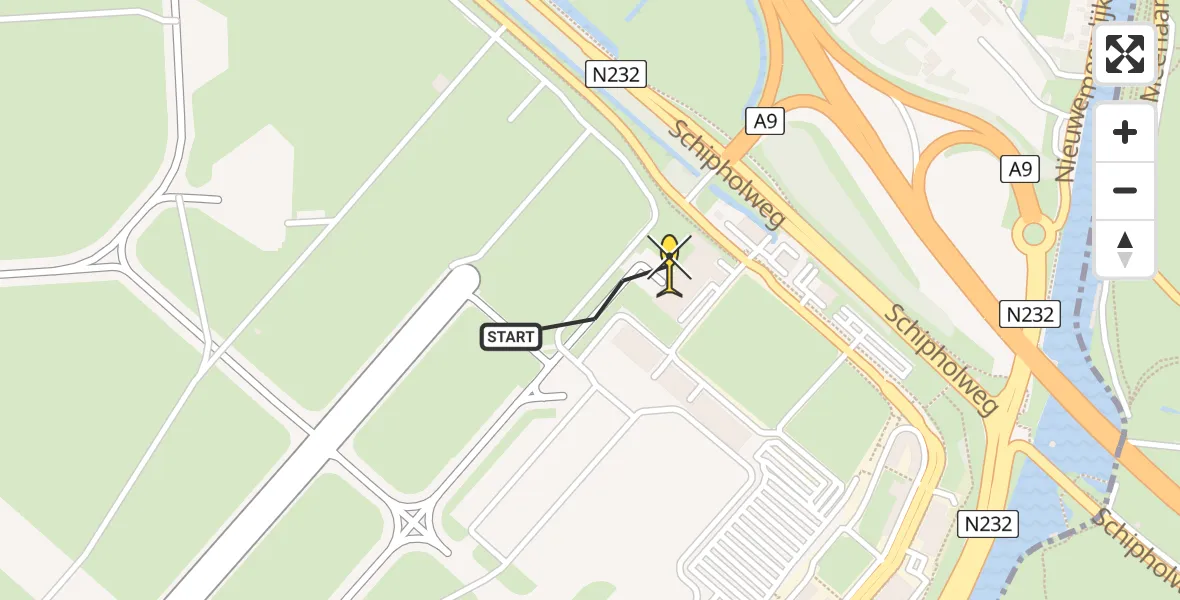 Vluchtroute Politiehelikopter van Schiphol naar Schiphol