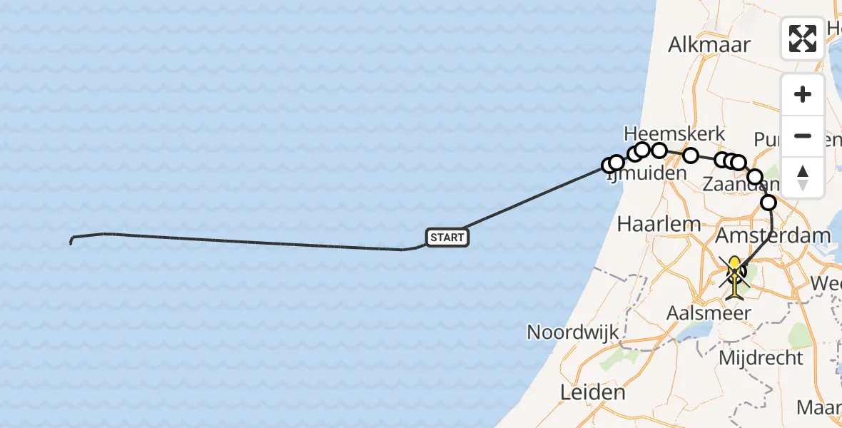 Routekaart van de vlucht: Politieheli naar Schiphol, Thermiekstraat