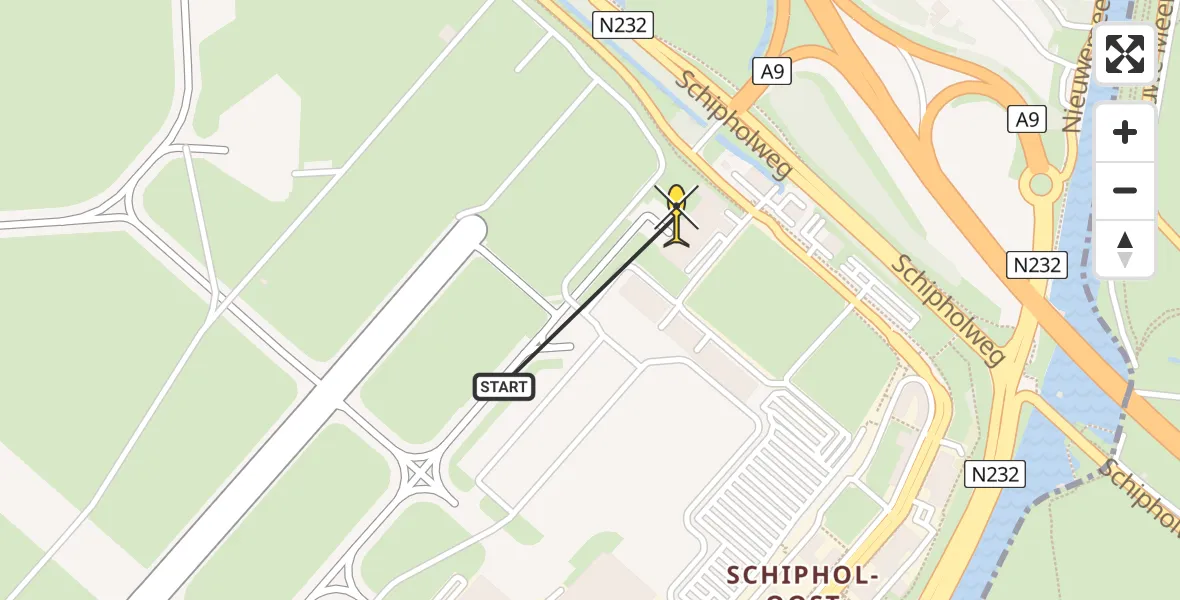 Routekaart van de vlucht: Politieheli naar Schiphol, Walaardt Sacréstraat