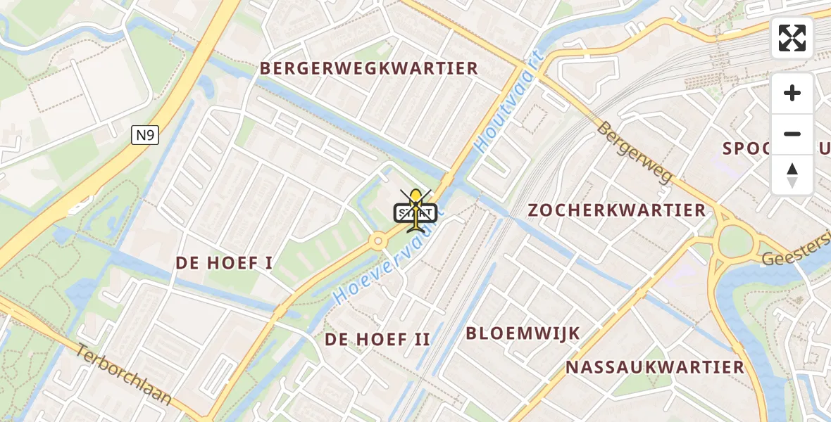 Routekaart van de vlucht: Lifeliner 1 naar Alkmaar, Van Ostadelaan