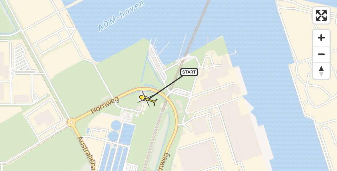Routekaart van de vlucht: Lifeliner 1 naar Amsterdam Heliport, Hornweg