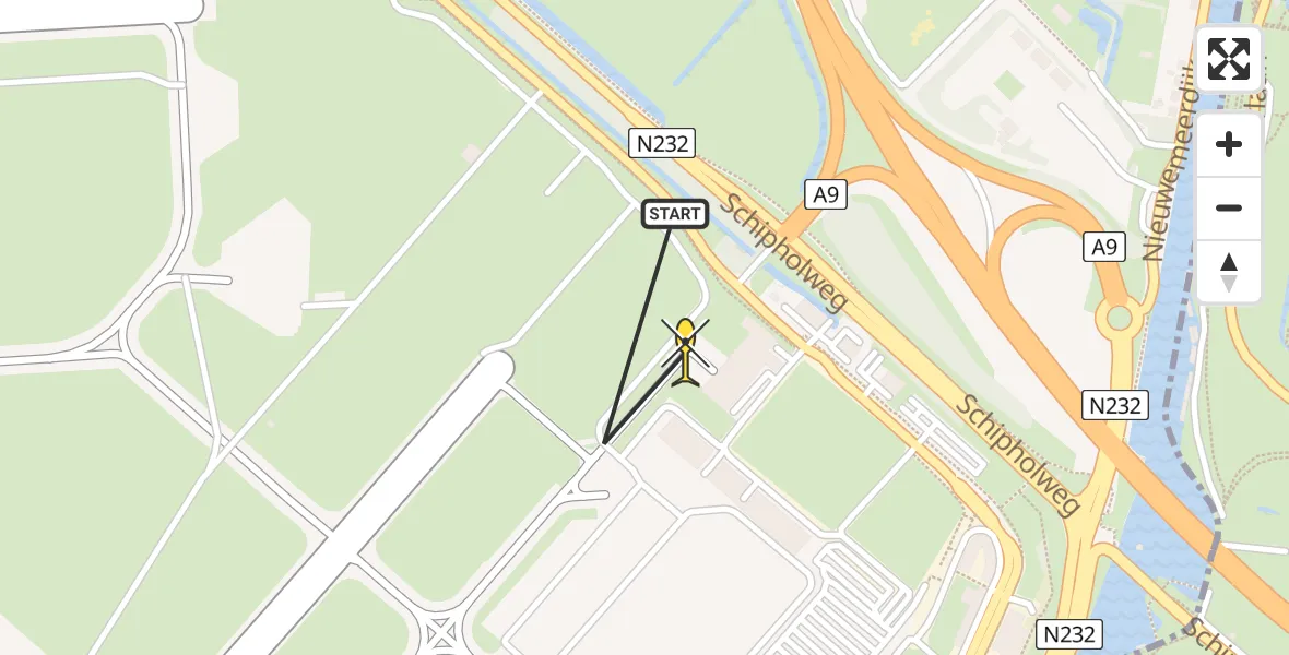 Vluchtroute Politiehelikopter van Schiphol naar Schiphol