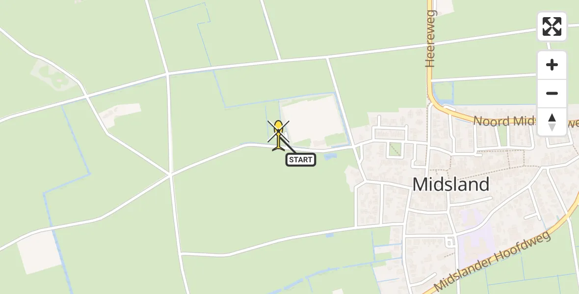 Routekaart van de vlucht: Ambulancehelikopter naar Midsland, Kallandspad