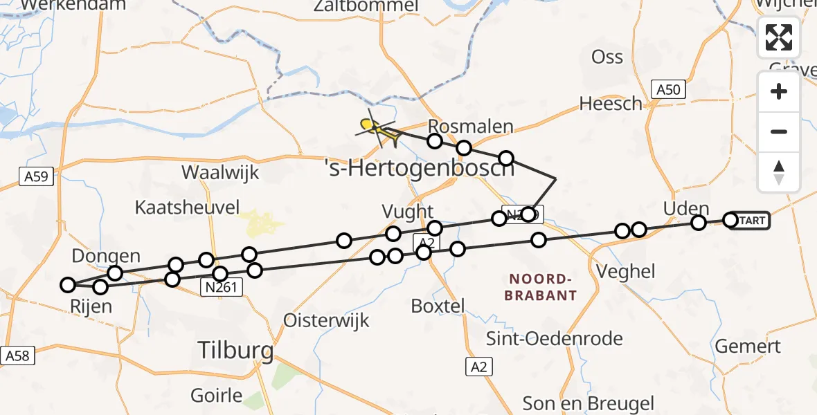 Routekaart van de vlucht: Lifeliner 3 naar 's-Hertogenbosch, Venstraat
