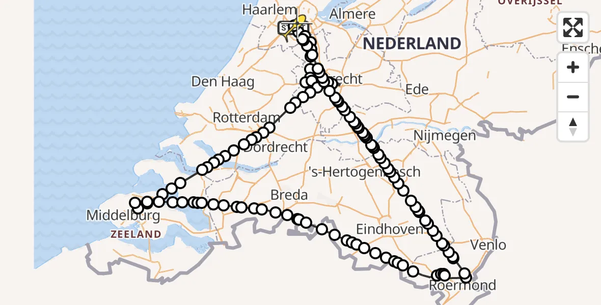 Vluchtroute Politiehelikopter van Schiphol naar Schiphol