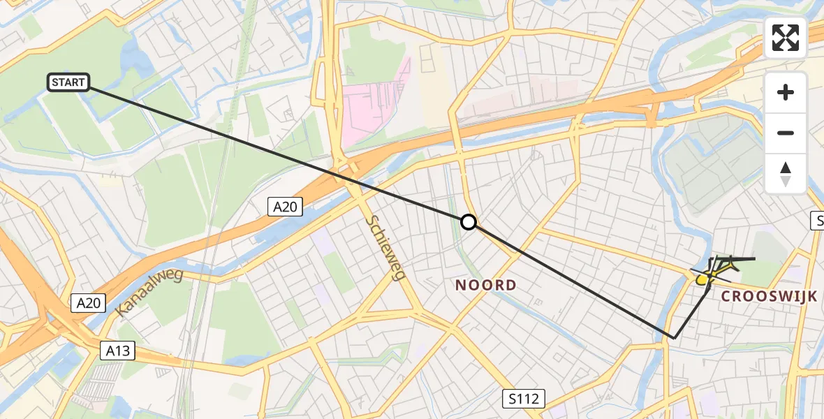 Routekaart van de vlucht: Lifeliner 2 naar Rotterdam, Rodenrijsestraat