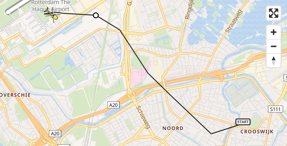 Routekaart van de vlucht: Lifeliner 2 naar Rotterdam The Hague Airport, Ackersdijkstraat