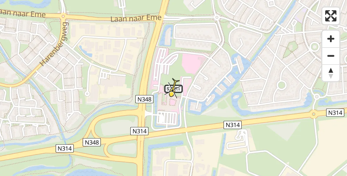 Routekaart van de vlucht: Lifeliner 3 naar Zutphen, Den Elterweg