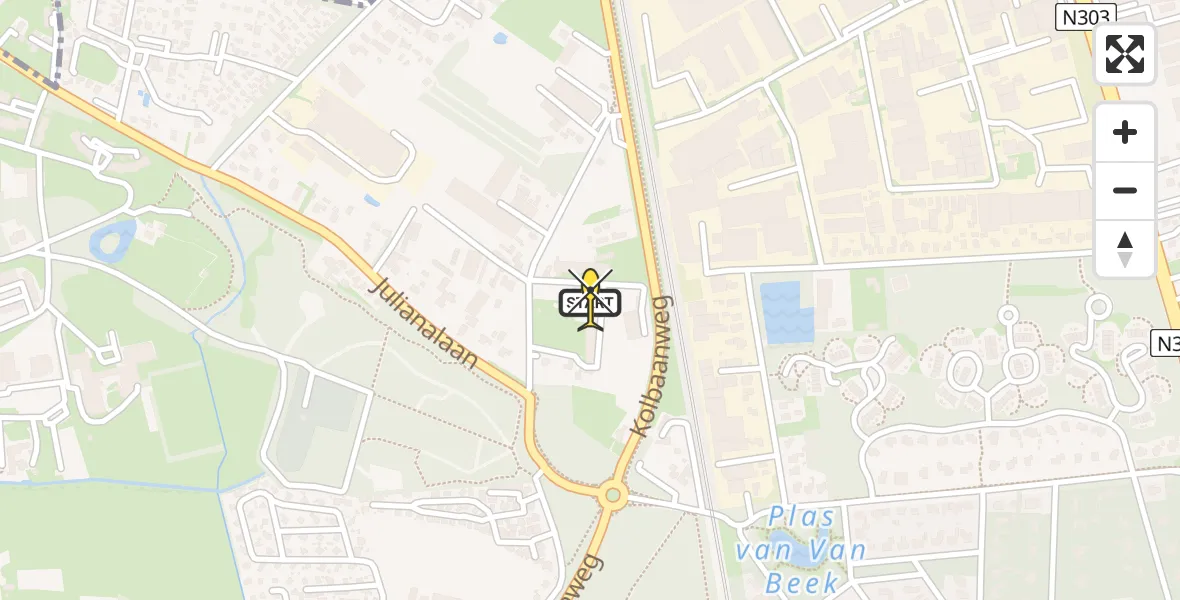 Routekaart van de vlucht: Lifeliner 1 naar Ermelo, Oude Nijkerkerweg