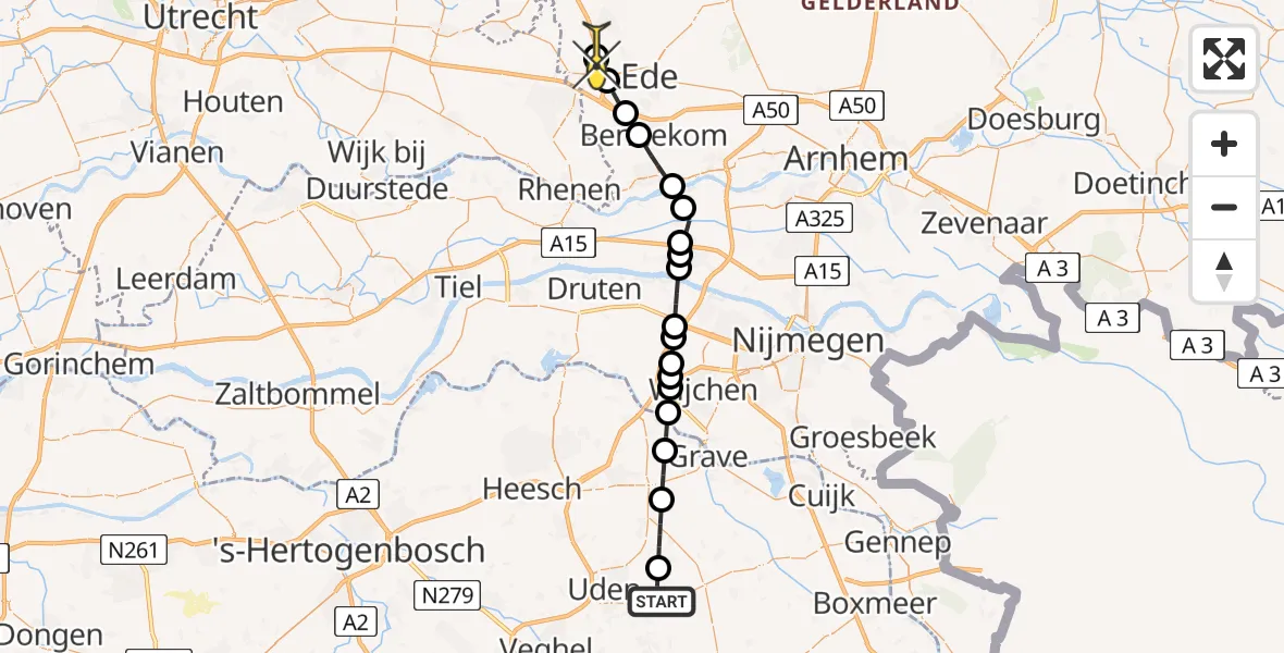 Routekaart van de vlucht: Lifeliner 3 naar Ede, Verbindingsweg
