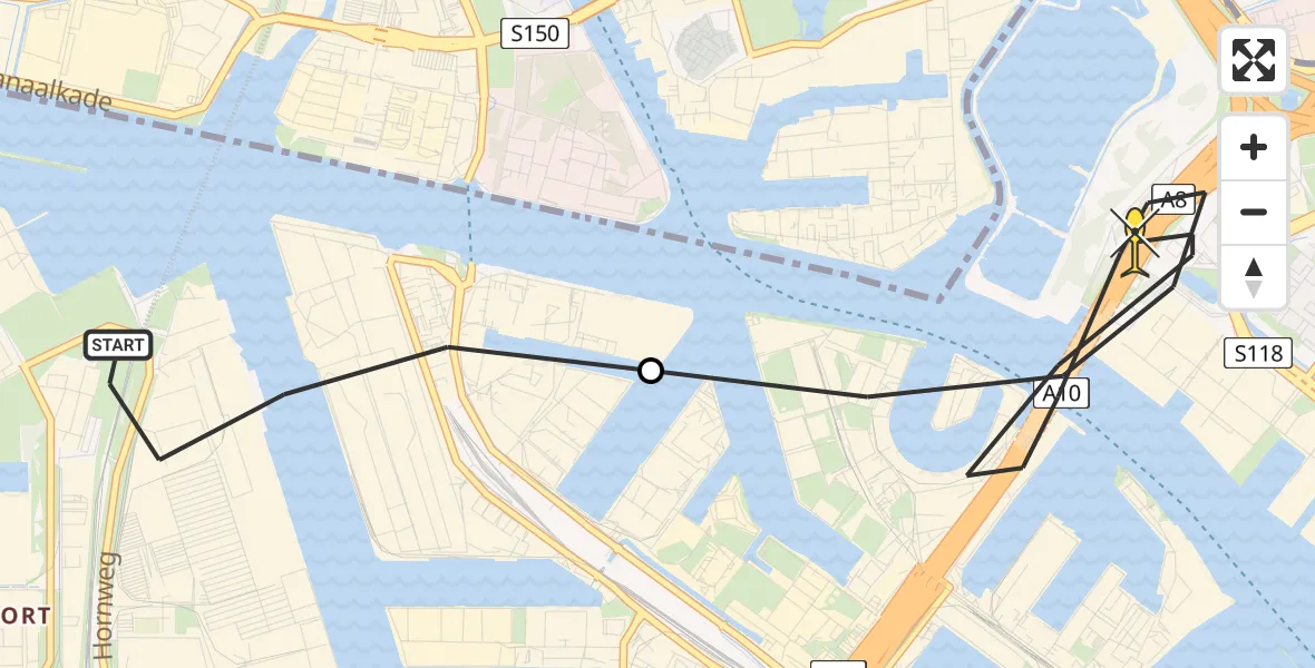 Routekaart van de vlucht: Lifeliner 1 naar Amsterdam, Usselincxhaven