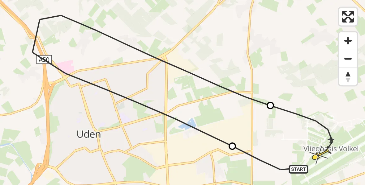 Routekaart van de vlucht: Lifeliner 3 naar Vliegbasis Volkel, Boshond