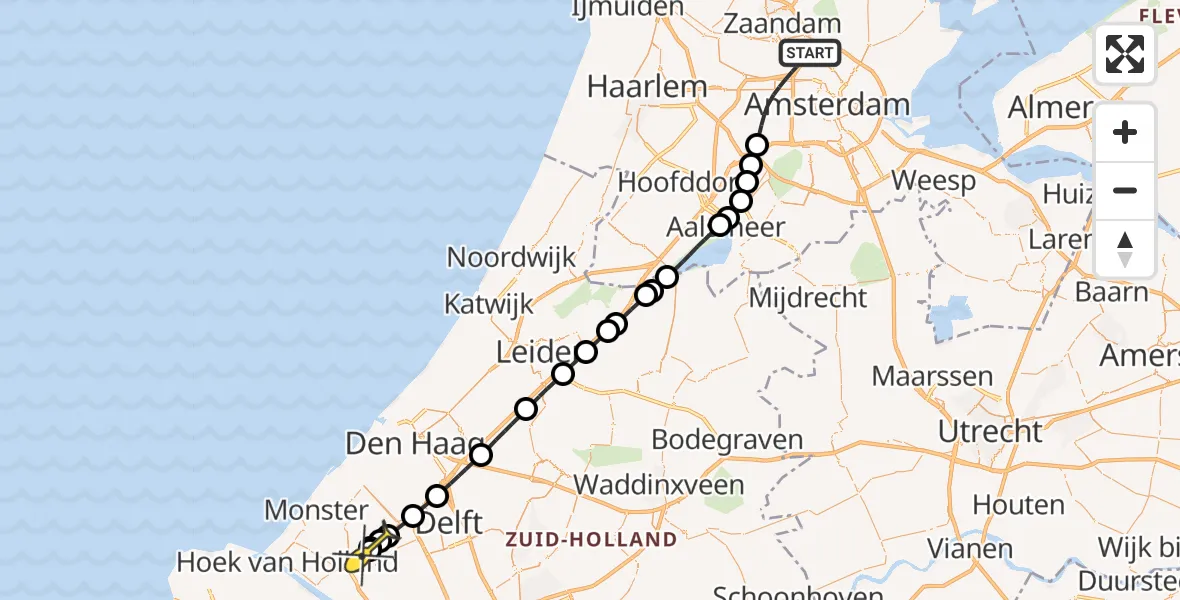 Routekaart van de vlucht: Lifeliner 1 naar De Lier, Nieuwe Hemweg