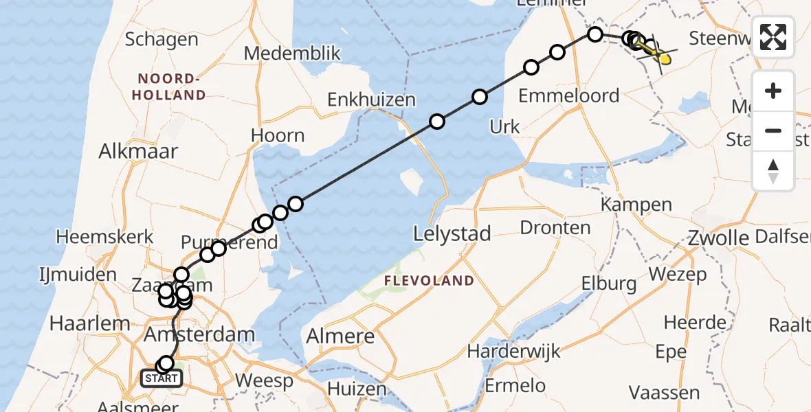 Routekaart van de vlucht: Politieheli naar Kalenberg, Thermiekstraat