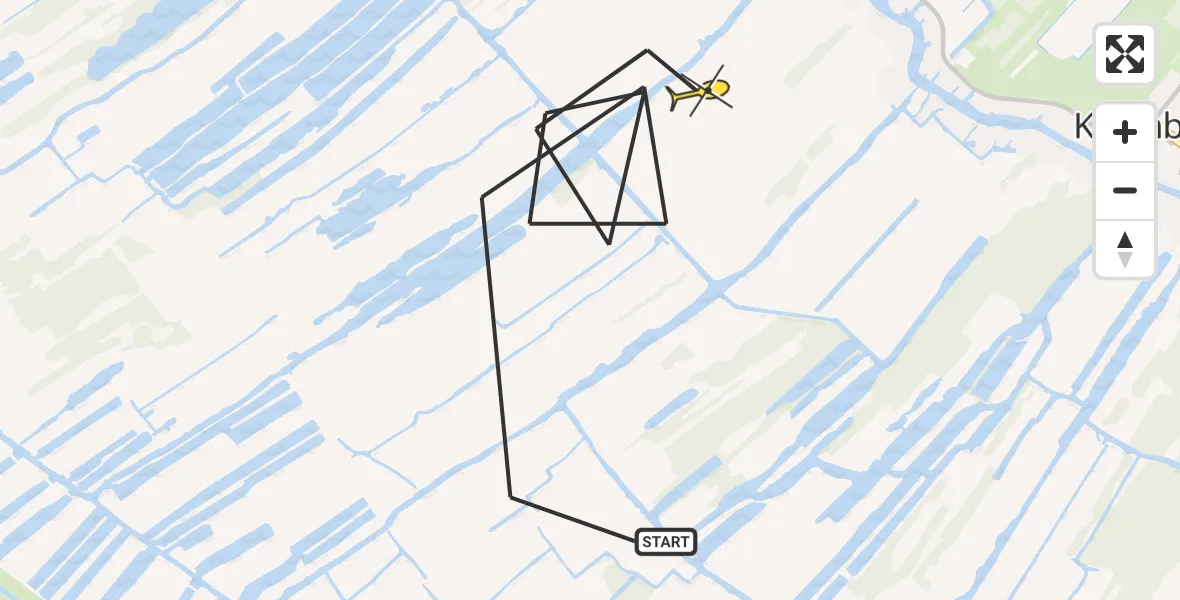 Routekaart van de vlucht: Politiehelikopter naar Kalenberg, Meentegat