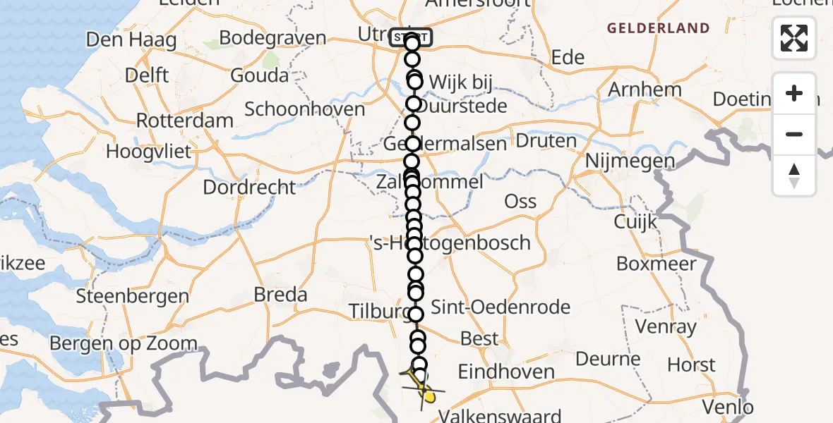 Routekaart van de vlucht: Lifeliner 3 naar Netersel, Rijnsoever