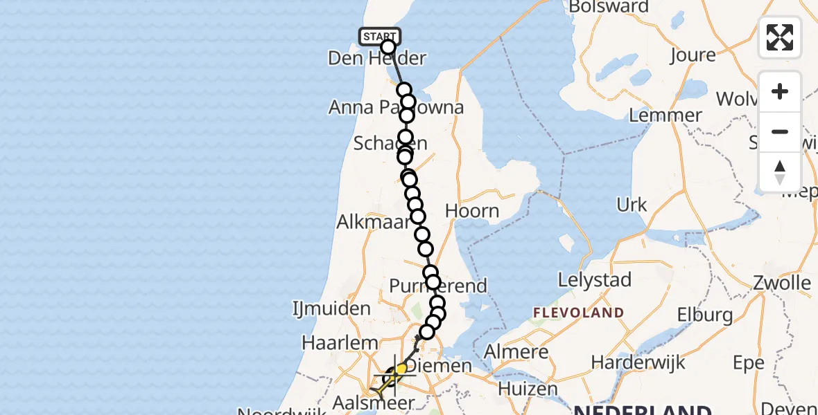 Routekaart van de vlucht: Politiehelikopter naar Schiphol, Veerhaven