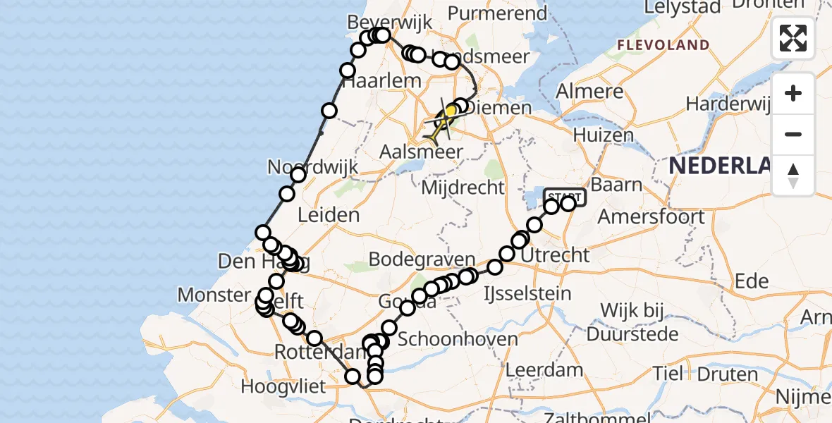 Routekaart van de vlucht: Politiehelikopter naar Schiphol, Weg op de Egelshoek