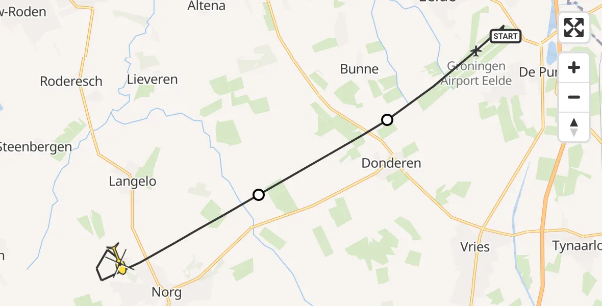 Routekaart van de vlucht: Lifeliner 4 naar Norg, Machlaan