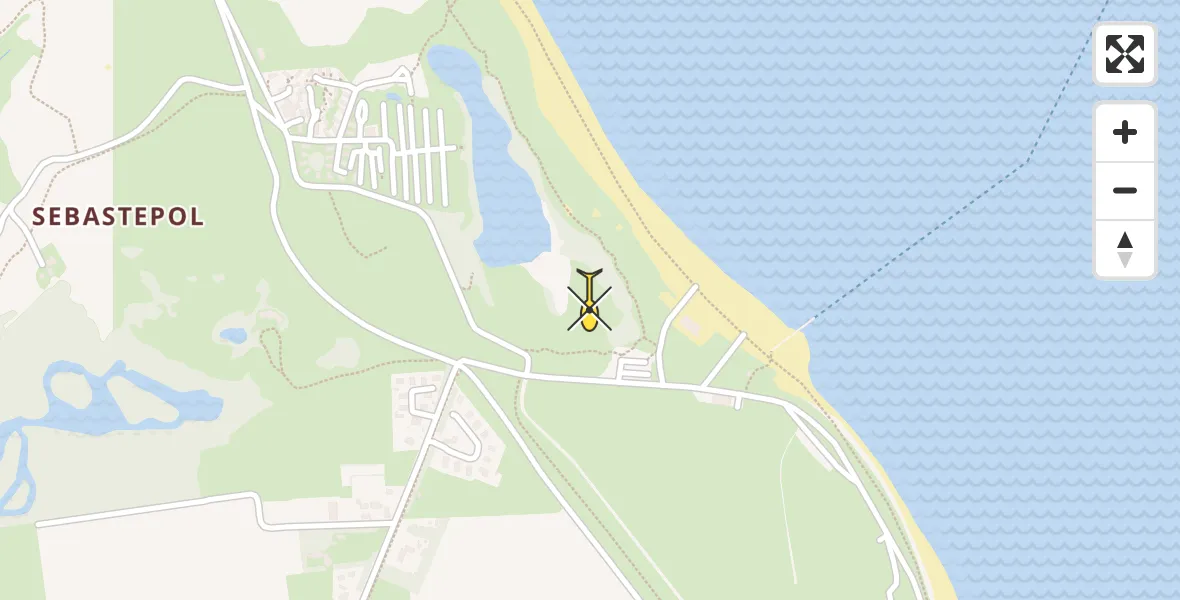 Routekaart van de vlucht: Kustwachthelikopter naar De Cocksdorp