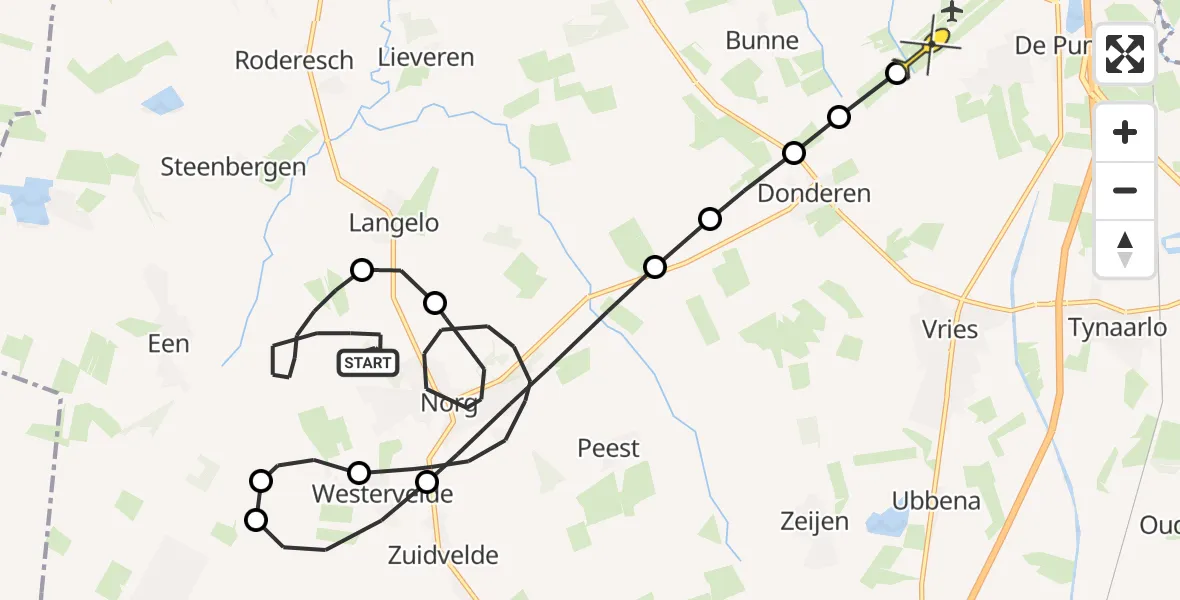 Routekaart van de vlucht: Lifeliner 4 naar Groningen Airport Eelde, Noordseveldweg