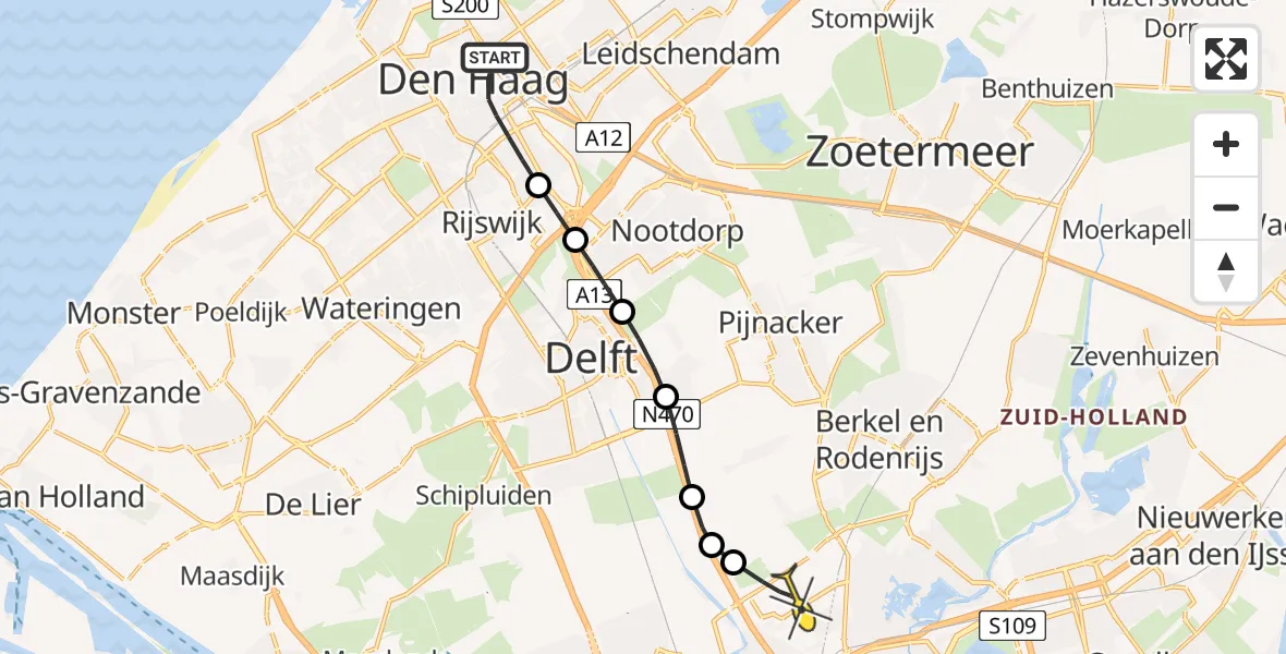Routekaart van de vlucht: Lifeliner 2 naar Rotterdam The Hague Airport, Kranestraat