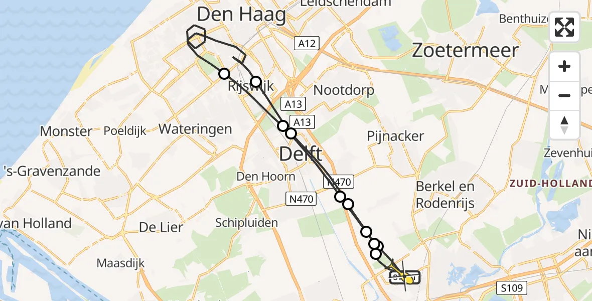 Routekaart van de vlucht: Lifeliner 2 naar Rotterdam The Hague Airport, Brandenburgbaan