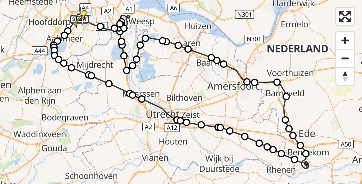 Routekaart van de vlucht: Politieheli naar Schiphol, Uiterweg