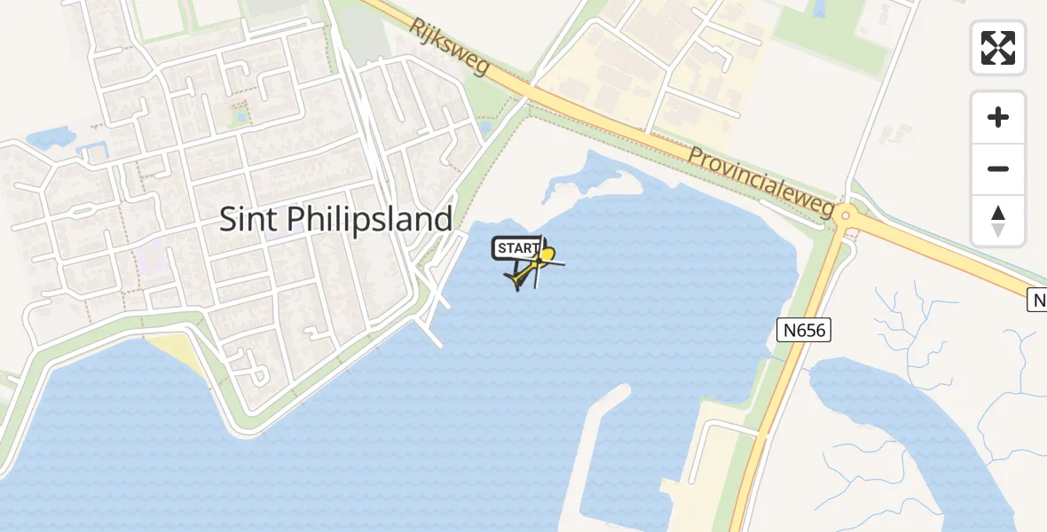 Routekaart van de vlucht: Kustwachthelikopter naar Sint Philipsland, Haven