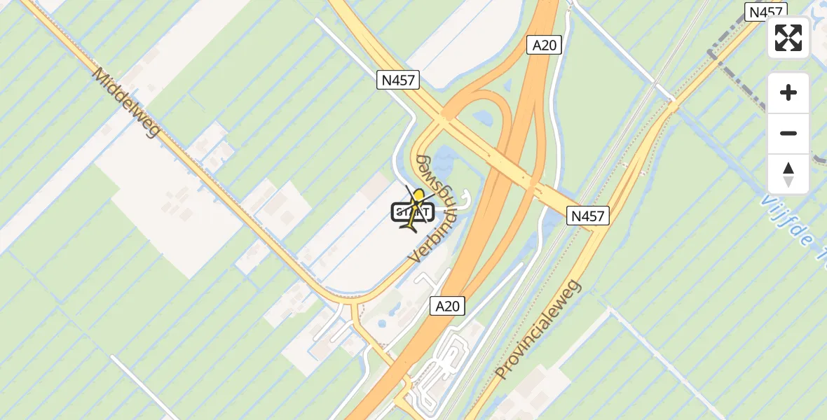 Routekaart van de vlucht: Lifeliner 1 naar Moordrecht, Verbindingsweg