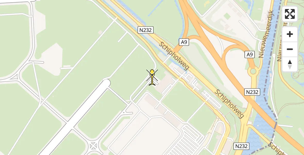 Routekaart van de vlucht: Politiehelikopter naar Schiphol