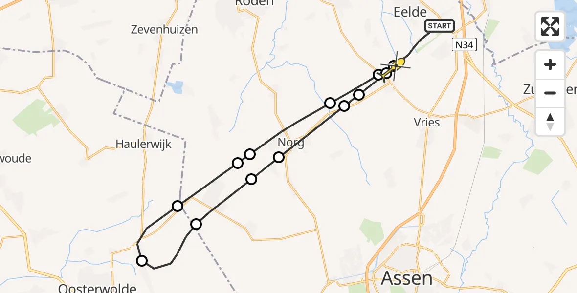Routekaart van de vlucht: Lifeliner 4 naar Bunne, Lugtenbergerweg