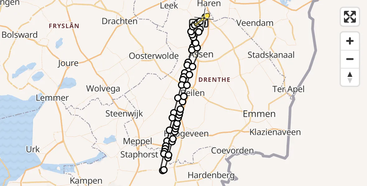 Routekaart van de vlucht: Lifeliner 4 naar Groningen Airport Eelde, Bongveen