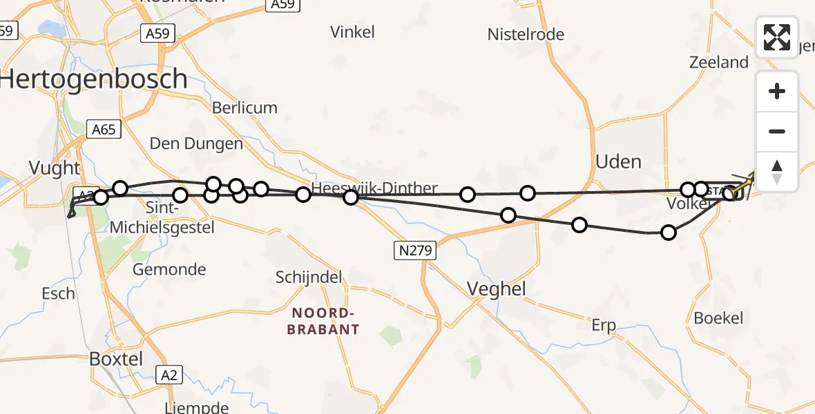 Routekaart van de vlucht: Lifeliner 3 naar Vliegbasis Volkel, Linie