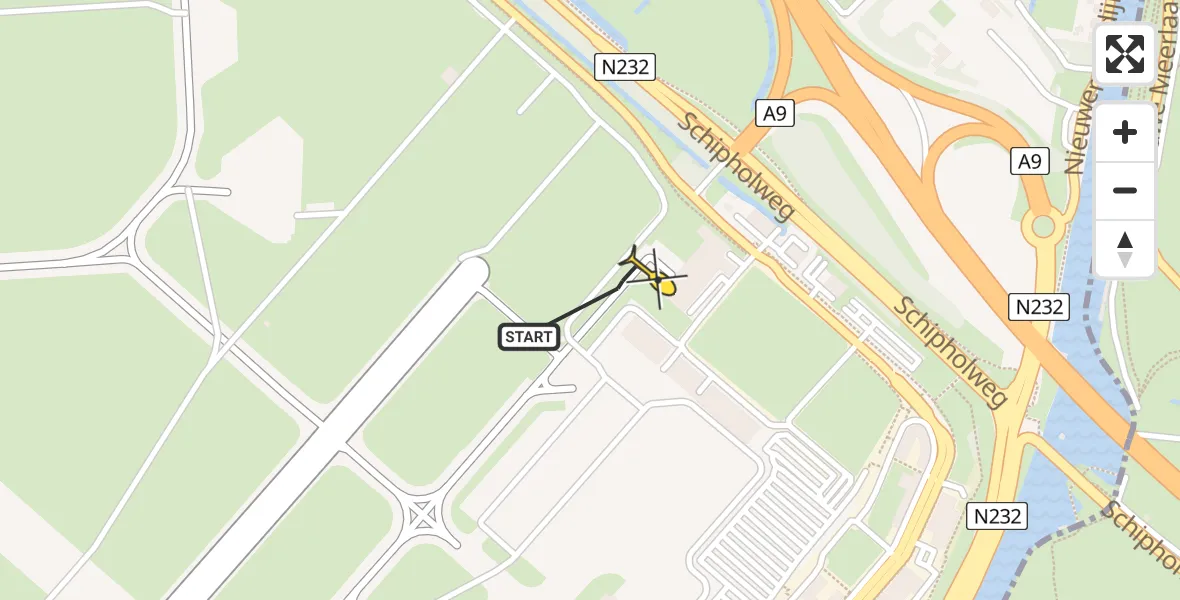 Routekaart van de vlucht: Politieheli naar Schiphol, Thermiekstraat