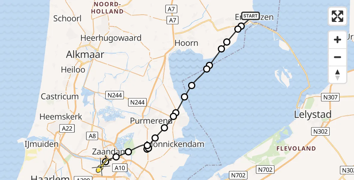 Routekaart van de vlucht: Lifeliner 1 naar Amsterdam Heliport, Wethouder Westdorppad
