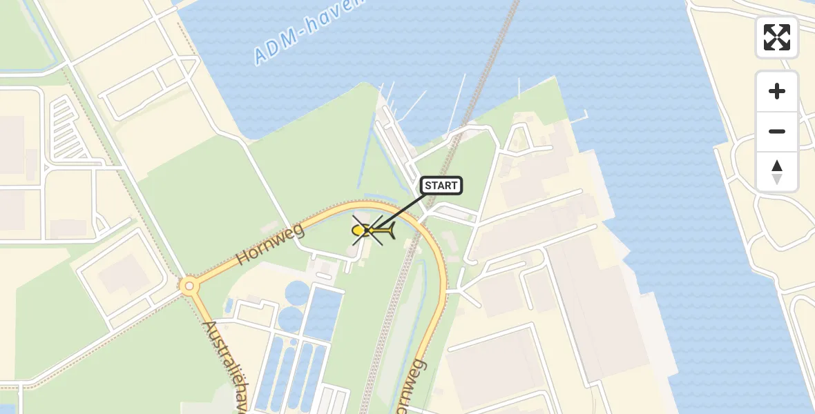Routekaart van de vlucht: Lifeliner 1 naar Amsterdam Heliport, Hornweg