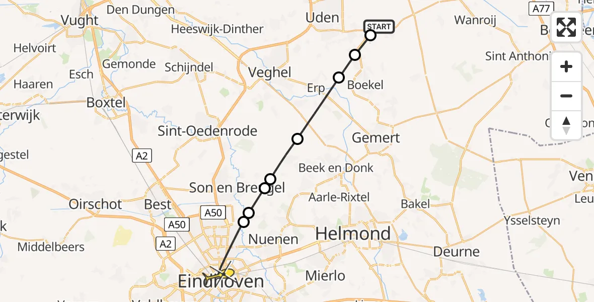 Routekaart van de vlucht: Lifeliner 3 naar Eindhoven, Rechtestraat