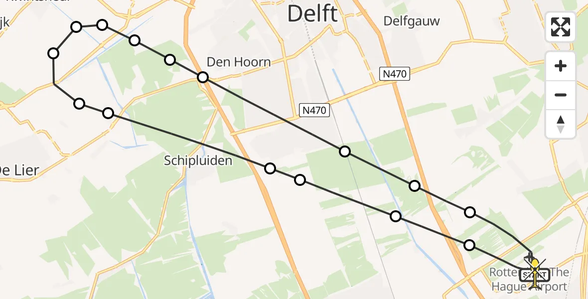 Routekaart van de vlucht: Lifeliner 2 naar Rotterdam The Hague Airport, Brandenburgbaan