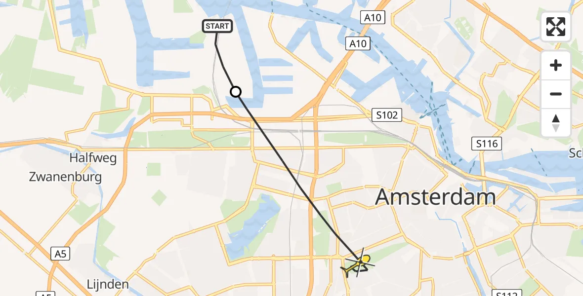 Routekaart van de vlucht: Lifeliner 1 naar Amsterdam, Maltaweg