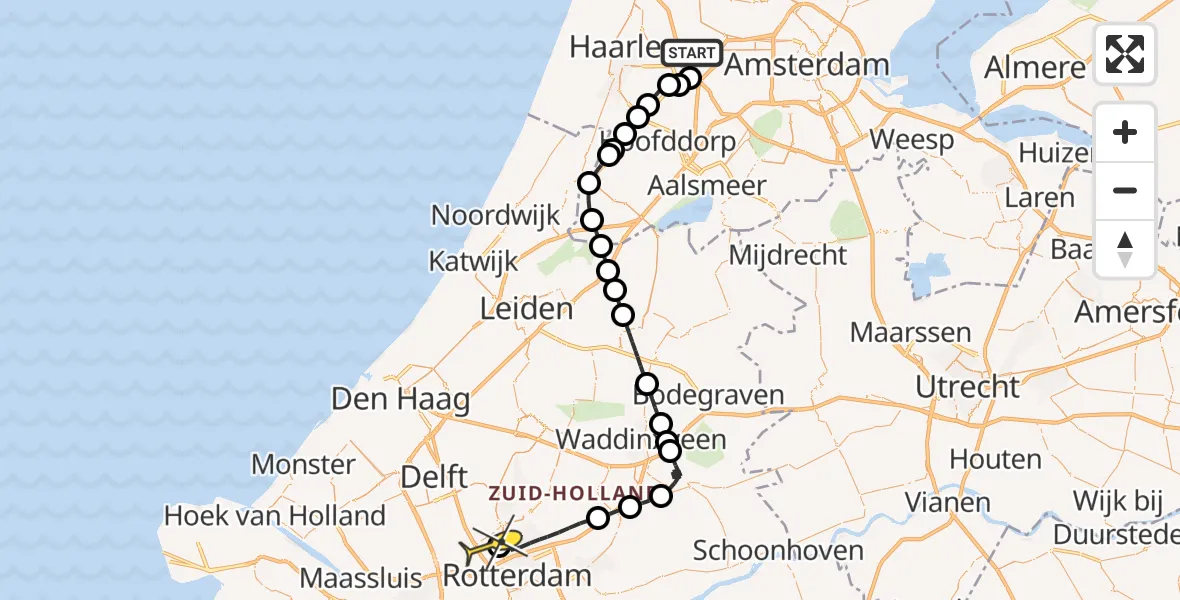 Routekaart van de vlucht: Lifeliner 2 naar Rotterdam The Hague Airport, Seevank