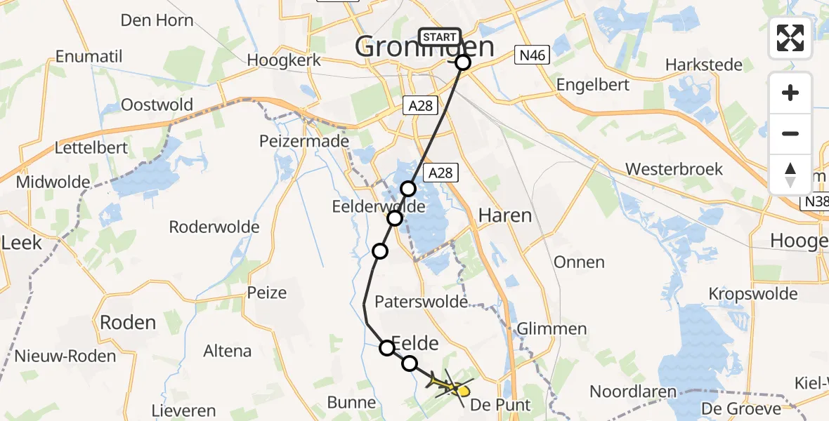 Routekaart van de vlucht: Lifeliner 4 naar Groningen Airport Eelde, Sontweg