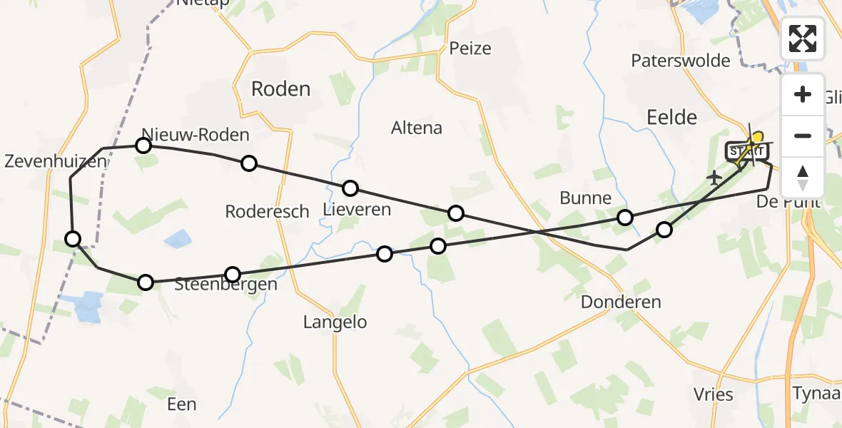 Routekaart van de vlucht: Lifeliner 4 naar Groningen Airport Eelde, Duinstraat