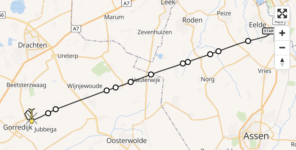 Routekaart van de vlucht: Lifeliner 4 naar Lippenhuizen, Homsteeg