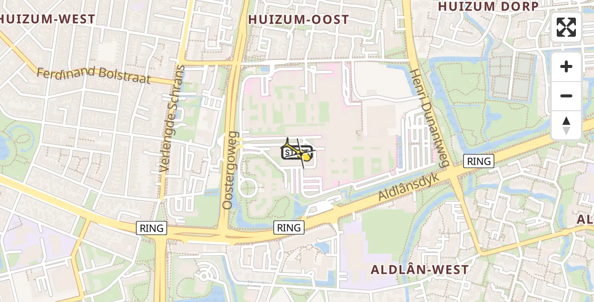 Routekaart van de vlucht: Ambulanceheli naar Leeuwarden, Aldlânsdyk