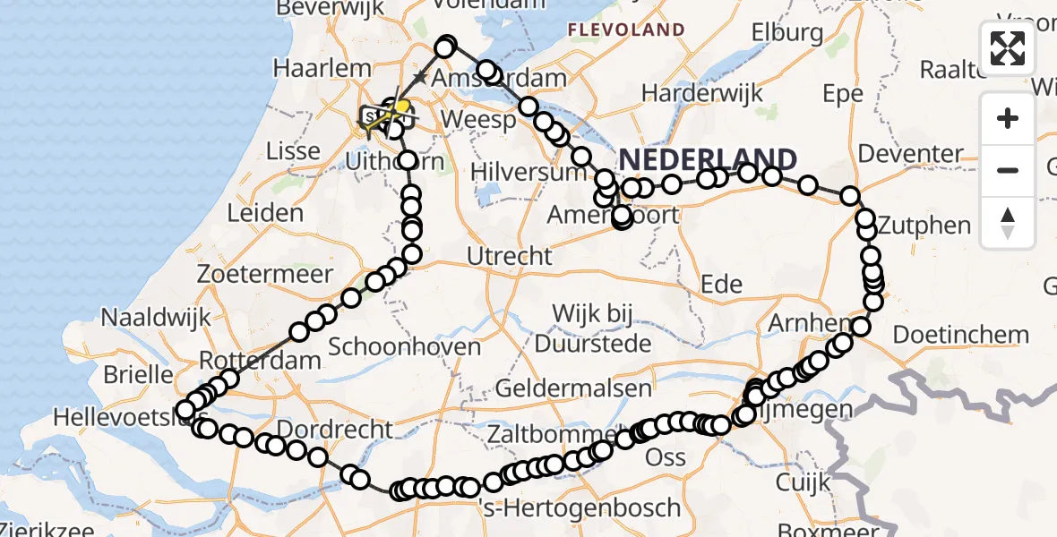 Routekaart van de vlucht: Politieheli naar Schiphol, Kemajoranstraat