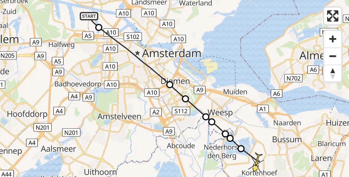 Routekaart van de vlucht: Lifeliner 1 naar Ankeveen, Maltaweg