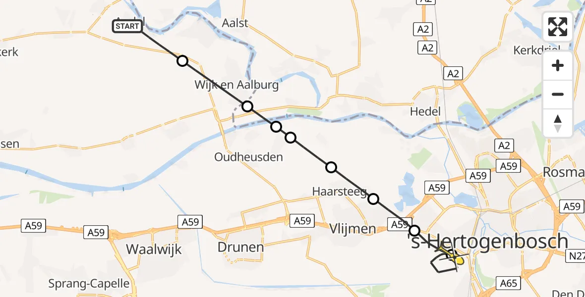 Routekaart van de vlucht: Lifeliner 2 naar Vught, Hoefweg